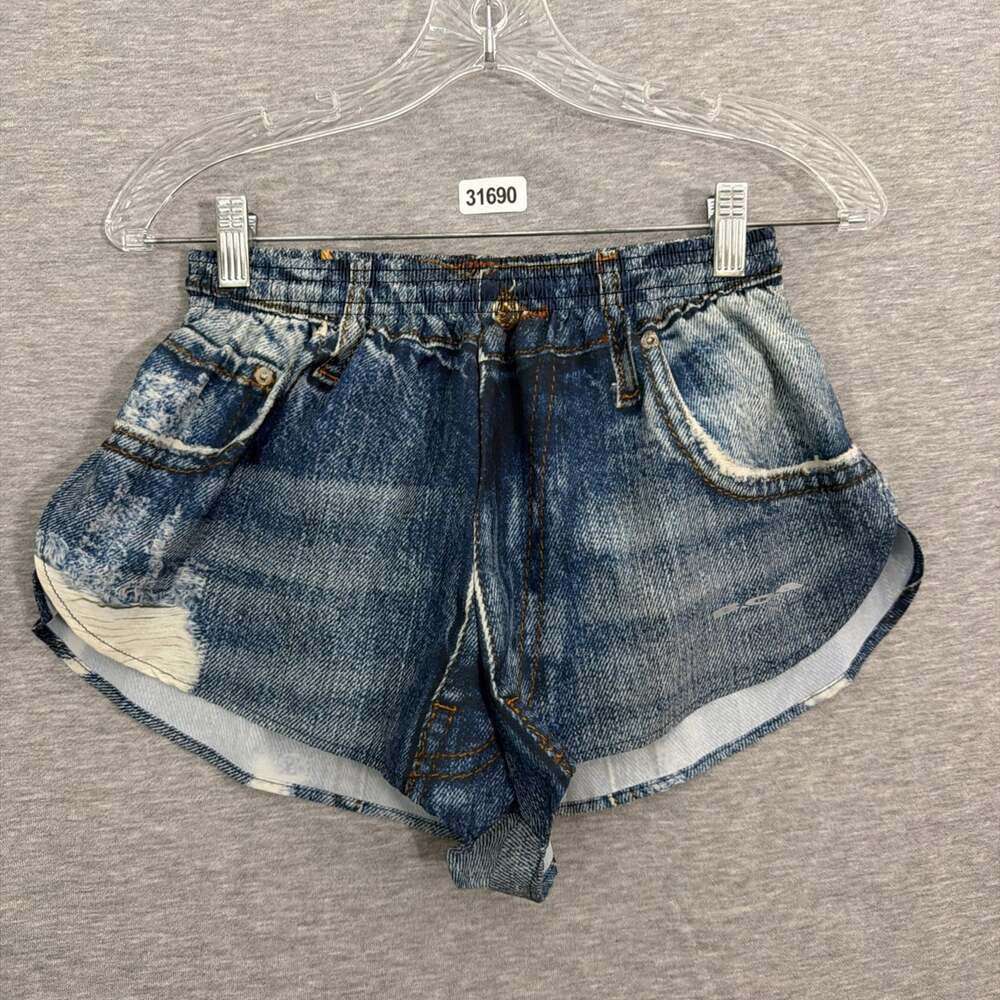 BOA Men's Size Medium Denim Print AeroPro 1" Split Running Shorts Lined
